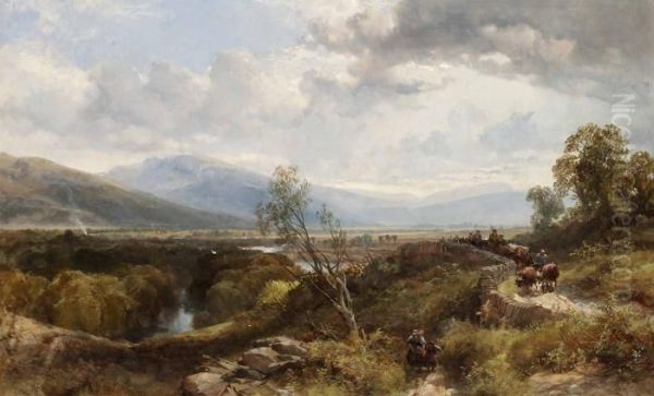 Hoglant Landskap Med Boskap Och Figurer - view 1