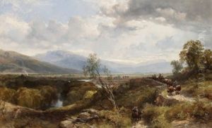 Hoglant Landskap Med Boskap Och Figurer by James Duffield Harding