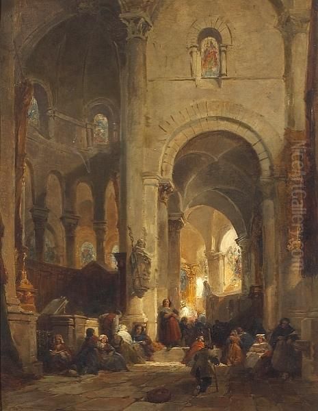 A Church Interior With Numerous Figures - view 1