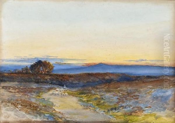 Middle East Landscape With Shepherd And Flock - view 1