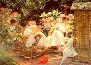 Ladies In A Garden by Jose Villegas Cordero