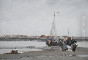 Unloading The Catch At Low Tide