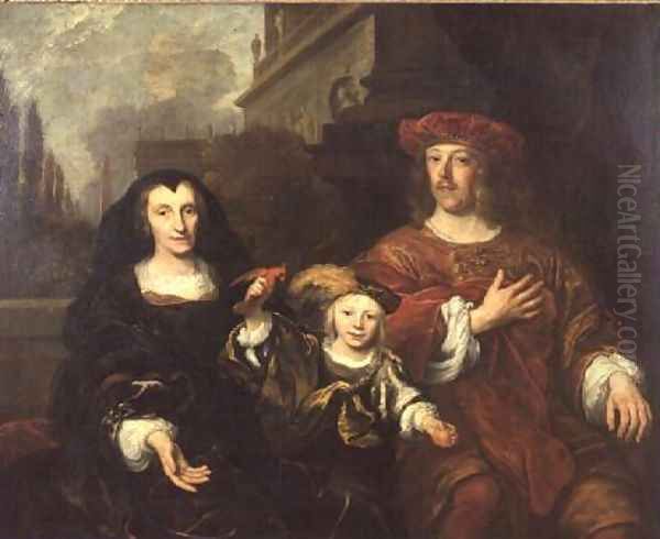 An elderly woman, her son and grandson - view 1