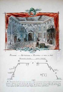 Set design and stage directions for an 1877 production of Hernani by Victor Hugo (1802-85), 1879 by Pere et fils Valnay