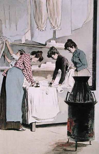 Laundresses, from La Femme a Paris by Octave Uzanne, engraved by F. Masse, 1894 - view 1