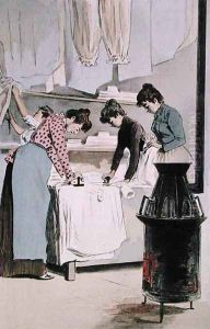 Laundresses, from La Femme a Paris by Octave Uzanne, engraved by F. Masse, 1894