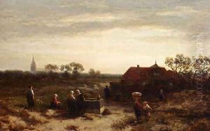 Figures In The Dunes Near Scheveningen by Salomon Leonardus Verveer