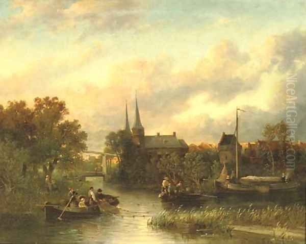 Fishing by a riverside town - view 1