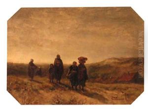Returning from the beach, Scheveningen by Salomon Leonardus Verveer