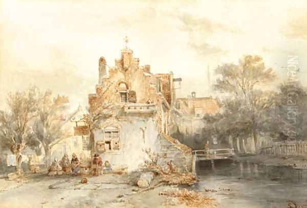 Washerwomen by an inn - view 1