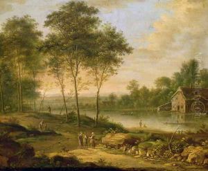 Landscape with a Mill by Johann Christian Vollerdt or Vollaert