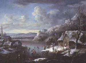 Winter Scene with Numerous Figures