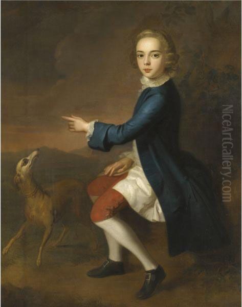 Portrait Of A Boy With His Greyhound - view 1