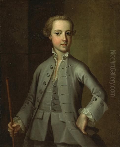 A Portrait Of A Boy, Half-length, Holding Acane - view 1