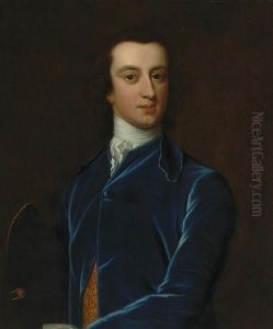 A Portrait Of A Gentleman, Half-length, In A Blue Coat by Joseph Highmore