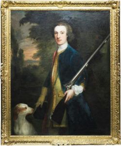Portait Of A Gentleman With A Dog And Gun