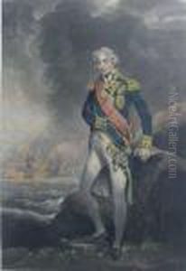 R.a. , 'lord Nelson' Handcoloured Engraving, 71cm X 49cm, Framed