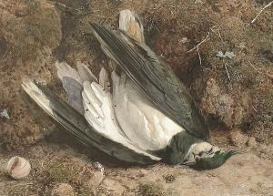 A Fallen Lapwing On A Mossy Bank by William B. Hough