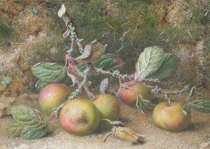 A Still Life Study Of An Apple Bough And A Cobnut, Signed by William B. Hough