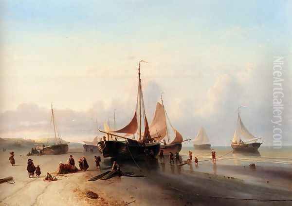 Moored Fishing Fleet On The Beach Of Scheveningen - view 1