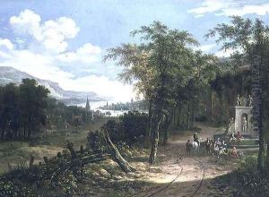 Wooded landscape by Dionys Verburgh