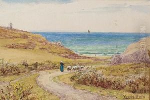 View Of The South Coast; A Thatched Cottage