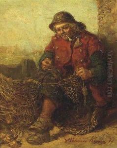 Mending the nets by Elchanon Verveer