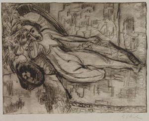 Nacktes Liegendes Madchen Auf Diwan by Ernst Ludwig Kirchner