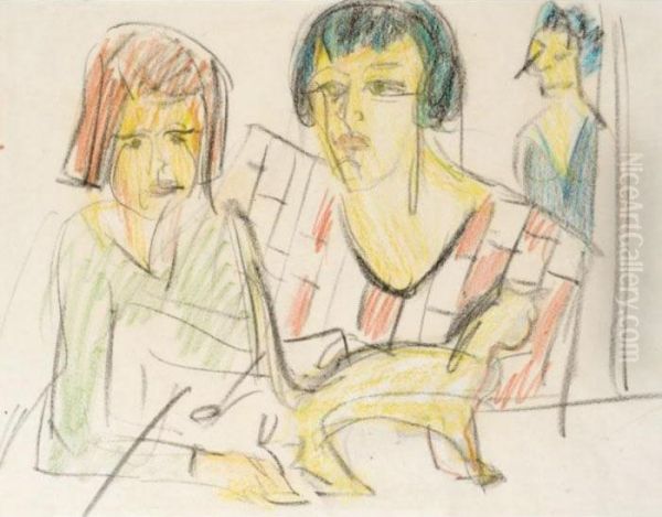 Mutter Und Tochter Mit Katze (mother And Daughter With Cat) - view 1