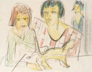 Mutter Und Tochter Mit Katze (mother And Daughter With Cat) by Ernst Ludwig Kirchner