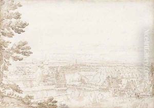 An extensive river landscape by Frederik Valckenborch
