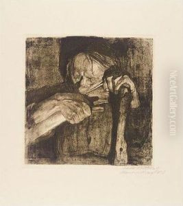 Bauernkrieg. Beim Dengeln (klipstein 90) by Kathe Kollwitz