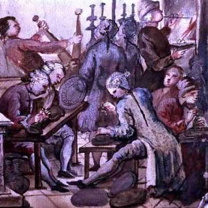 Silversmiths in the Workshop, from a Silversmith Book Libre de Passenties per Argenters, 1761