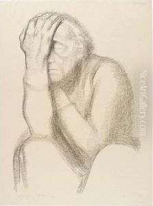 Nachdenkende Frau (klipstein 147.ii.a) by Kathe Kollwitz