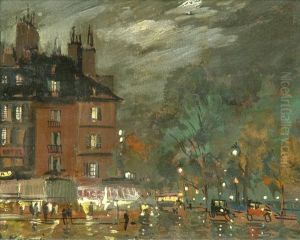 Parisien Street Scene By Night by Konstantin Alexeievitch Korovin