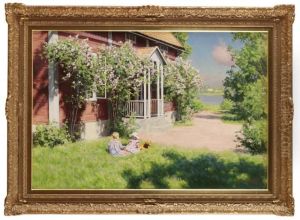 Barn Pa Solig Tradgardstappa