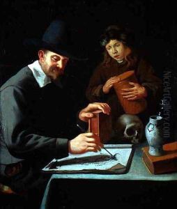 The Painter and his Pupil by Constantin Verhout or Voorhout