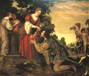 Rebecca and Eliezer at the Well by Jacopo Vignali