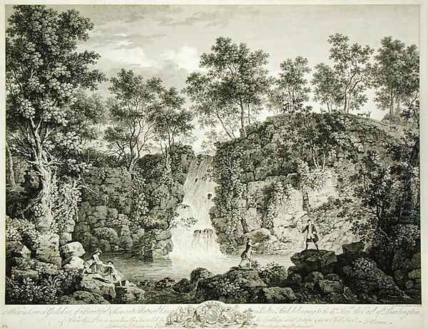 View of a Cascade at Bolton Park, Craven, Yorkshire, published 1753 - view 1