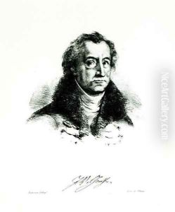 Johann Wolfgang Goethe 1749-1831 engraved by Delacroix by Villain