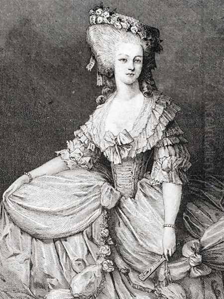 Portrait of Marie Therese Louise, Princesse de Lamballe 1749-92 engraved by Stephane Pannemaker 1847-1930 - view 1