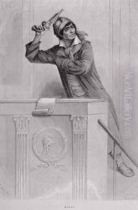 Jean Paul Marat 1743-93 Inciting Revolution, engraved by Stephane Pannemaker 1847-1930 by Viollat, Eugene Joseph