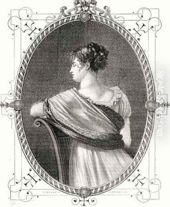 Portrait of Madame Recamier 1777-1849 engraved by Antoine Auguste Ernest Hebert 1817-1908 by Viollat, Eugene Joseph