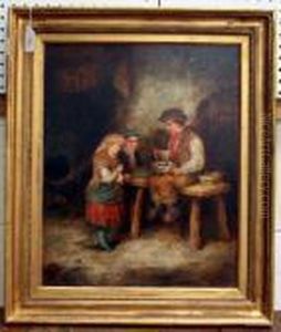 Boy Feeding Chicks In A Nest Beside Two Other Children