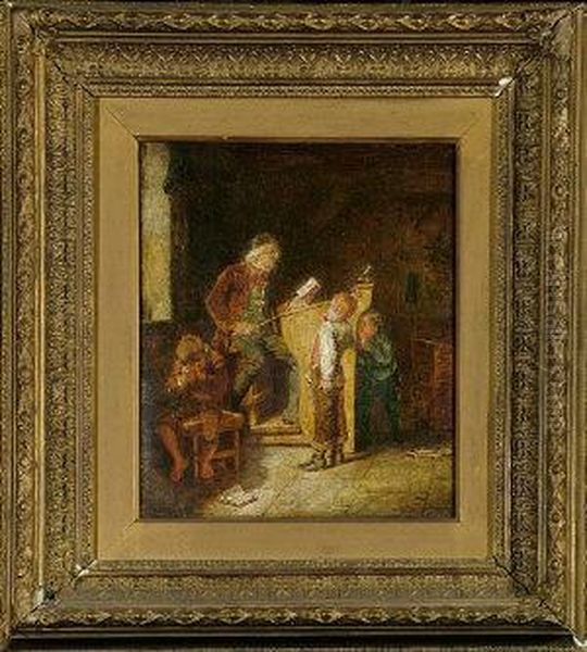 "a Hard Lesson" - A Teacher In A Classroom Conducting Detention With Three Pupils - view 1