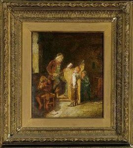 "a Hard Lesson" - A Teacher In A Classroom Conducting Detention With Three Pupils by Mark W. Langlois