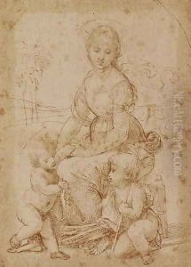 The Virgin with the Infant Christ and St. John the Baptist, after Raphael by Timoteo Viti