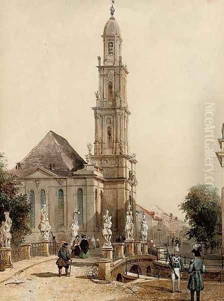 A busy day in a French town - view 1