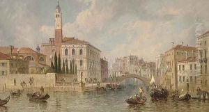 On the Grand Canal, looking towards the Ca' labia, Venice by J. Vivian