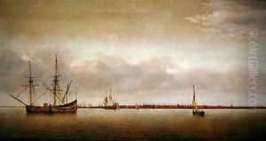 View of Hoorn with shipping by Abraham de Verwer